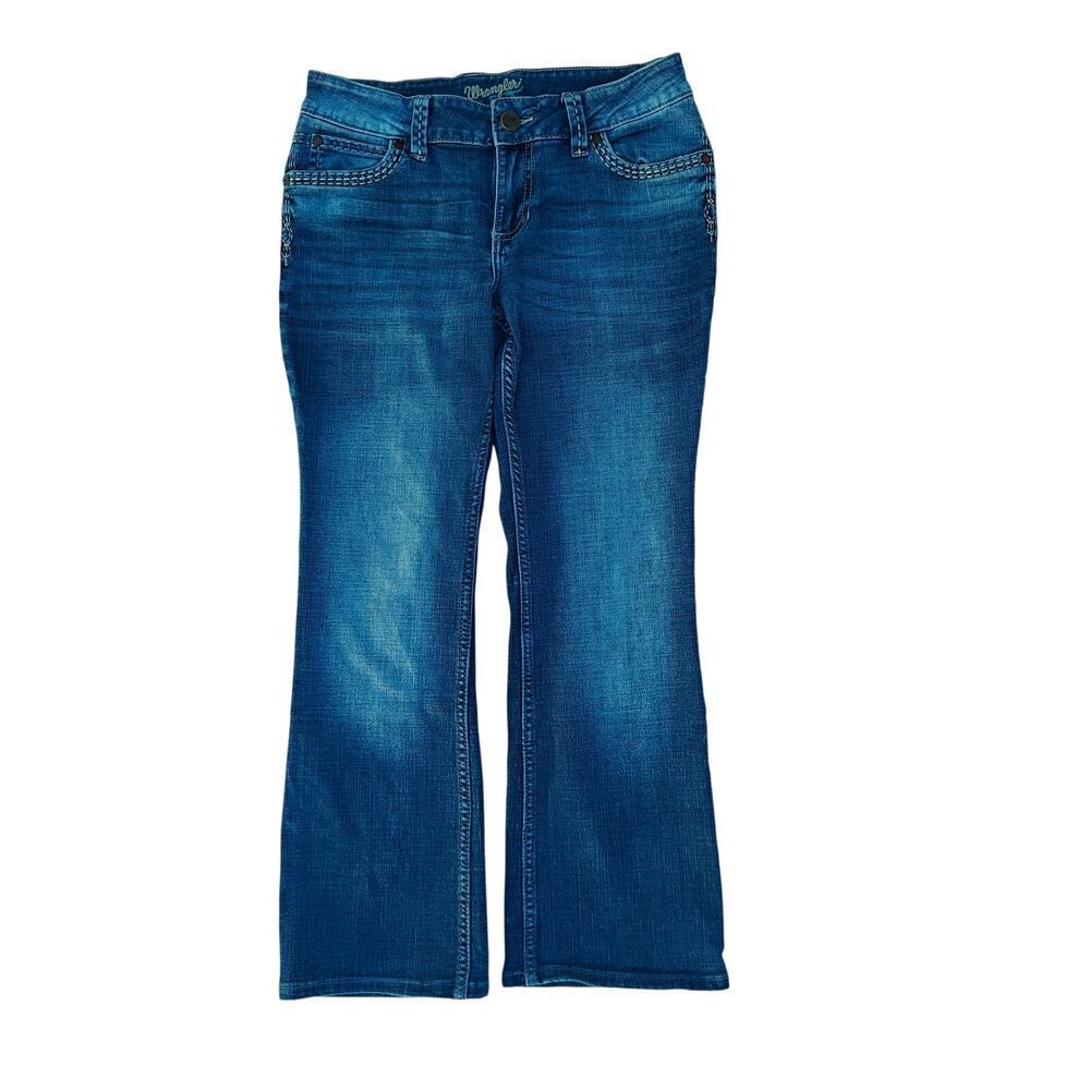 Wrangler Bootcut Jeans Women’s Medium Wash Embroidered Pockets Est 29